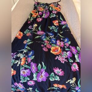 Express Black Maxi Dress with Multicolor Floral Design